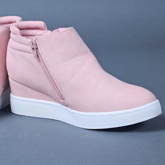 Dream Pairs Pink Blush Platform Wedge Sneaker Ankle Booties - Picture 3 of 14
